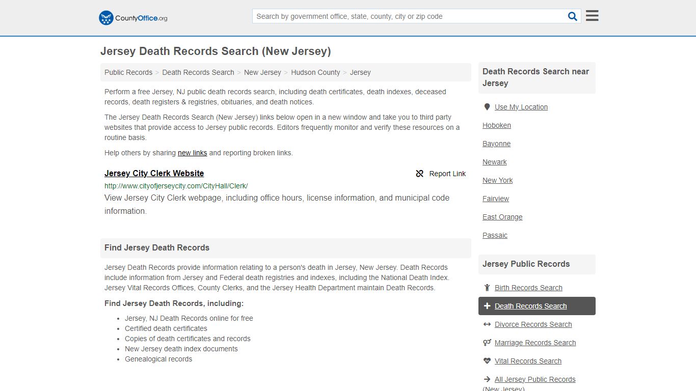 Death Records Search - Jersey, NJ (Death Certificates & Indexes)